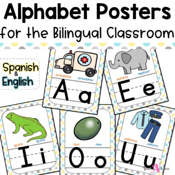 Preview of Alphabet Visual Posters with Cognates in English & Spanish