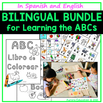 Preview of Bilingual Alphabet Bundle | Alphabet Chart & Coloring Pages | English & Spanish