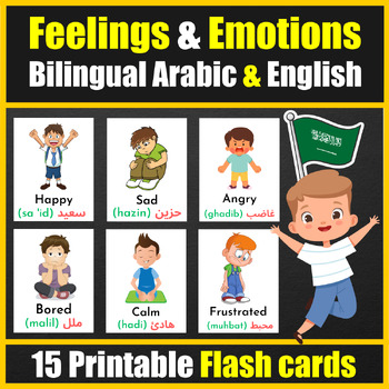 Preview of Bilingual ( Arabic / English ) Feelings & Emotions Flash Cards - Dual Language
