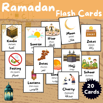Preview of Bilingual (Arabic/English) Ramadan Flashcards / word wall Religion Islamic