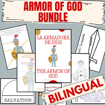 Preview of Bilingual Armor of God Bundle of Activities & Crafts, Spanish VBS, Church
