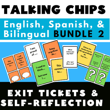 Preview of Exit Ticket & Reflection Accountable Discussion Cards ENGLISH + BILINGUAL BUNDLE