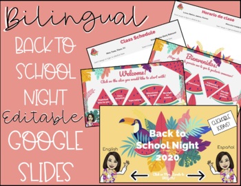 Preview of Bilingual Back to School Night Editable Google Slides