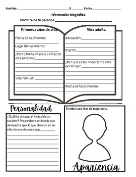 Preview of Bilingual Biography Graphic Organizer