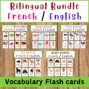 Preview of Bilingual Bundle: Flashcards for Various Vocabulary (French/English) Part 1