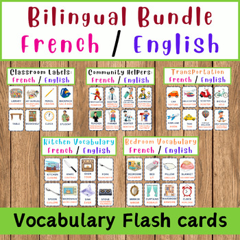 Preview of Bilingual Bundle: Flashcards for Various Vocabulary (French/English) Part 2