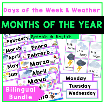 Preview of Bilingual Calendar Spanish & English | Months of the Year and Weather
