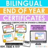 Bilingual Certificates End of Year - Certificados de fin d