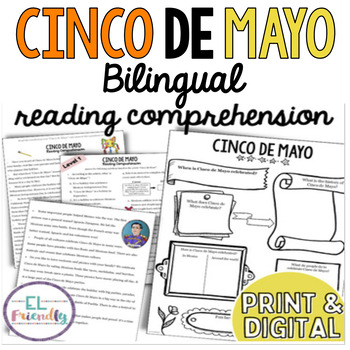 Preview of Cinco de Mayo May 5th Reading Activities Bilingual English Spanish Print Digital