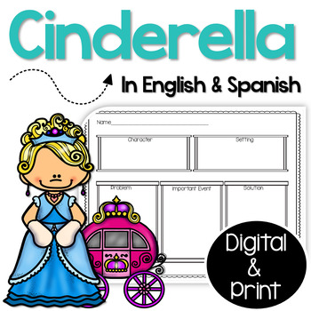 Preview of Cinderella Fairy Tale Worksheets & Posters English & Spanish DIGITAL LEARNING