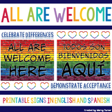 Bilingual Classroom Signs All Are Welcome | Spanish Pride 
