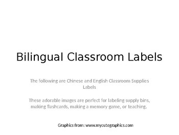 Preview of Bilingual Classroom Labels (Chinese/ English) *Editable