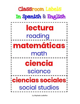 Preview of Bilingual Classroom Labels (Spanish and English)