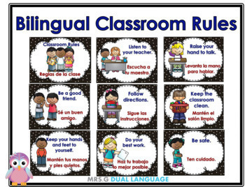 Bilingual Classroom Rules Posters English And Spanish By Mrs G Dual Language