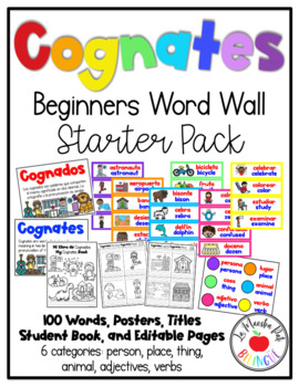 Preview of Bilingual Cognates Word Wall for Beginners- Beginners Word Wall with Cognates