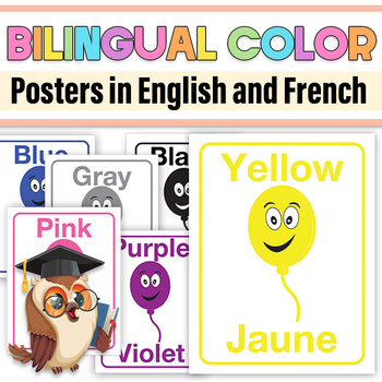 Preview of Bilingual Color Posters in English and French For K And Prek/Color Posters