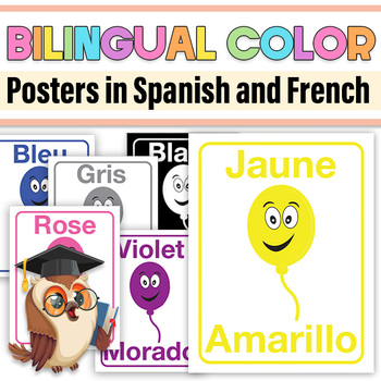 Preview of Bilingual Color Posters in French and Spanish For K And Prek/Color Posters