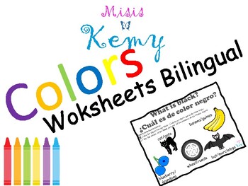 Preview of Color Recognition Worksheet (black, white, brown, pink, gray) (English/Spanish)