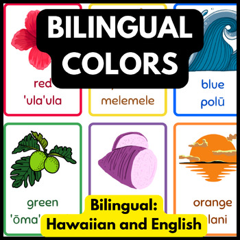 Preview of Bilingual Color Word Cards and Flash Cards - Hawaiian and English