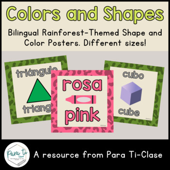 Preview of Bilingual Color and Shape Posters - Rainforest Themed