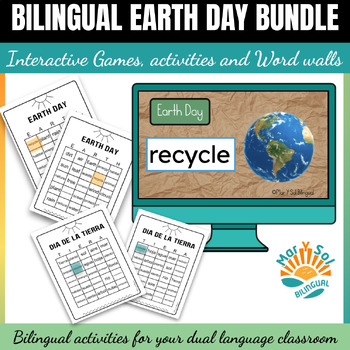 Preview of BUNDLE Bilingual Earth Day Interactive Activities, and Vocabulary Spanish