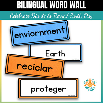 Preview of Bilingual Earth Day Word Wall and vocabulary bulletin board Día de la Tierra