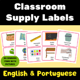 Bilingual - Classroom Labels with Pictures | English & Portuguese