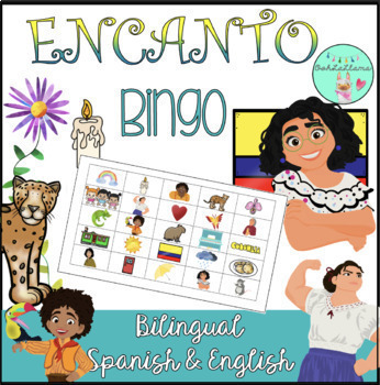 Preview of Bilingual Encanto Bingo Game (Spanish & English) - Elementary Middle High School