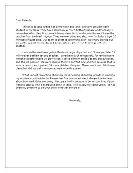 Preview of Bilingual End of the Year Letter to Parents