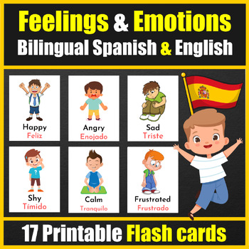 Bilingual (English / Spanish) Feelings & Emotions Vocabulary Flash cards
