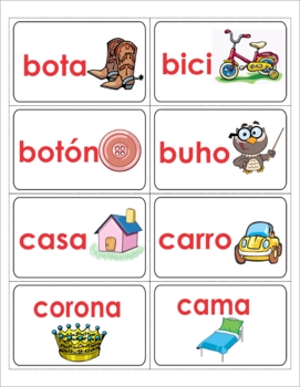 Bilingual English / Spanish colorful WORD WALL cards / words / images