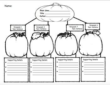 Preview of Bilingual Fall Themed Graphic Organizer for Main Idea and Supporting Details