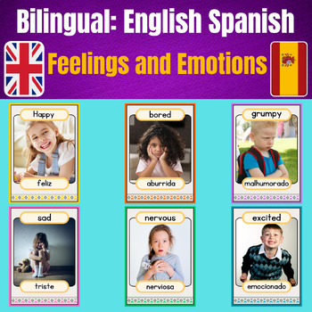 Bilingual Feelings and Emotions Flashcards with Real Pictures (English ...
