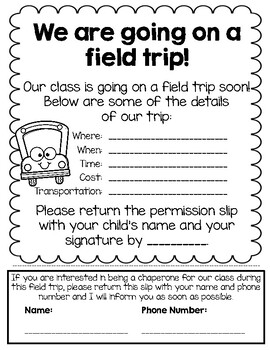 field trip note to parents