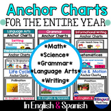 Bilingual First Grade Anchor Posters Writing Math Science Language Arts Grammar