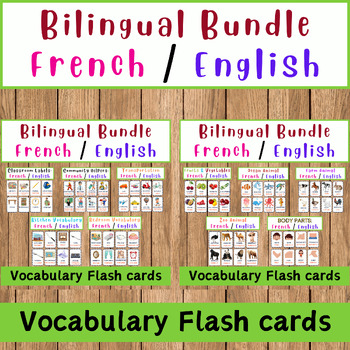 Preview of Bilingual Flashcards Mastery Bundle (French/English) - Parts 1 & 2