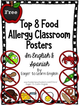 Preview of Bilingual Food Allergy Classroom Posters {Carteles para alergias alimentarias}