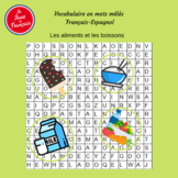 Bilingual Food & Drink vocabulary. French-Spanish Word Search.