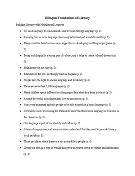 Preview of Bilingual Foundations of Literacy Notes