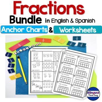 Preview of Fractions Fracciones Bundle in English & Spanish DIGITAL LEARNING