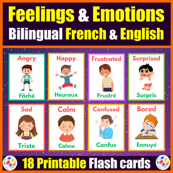 Bilingual French / English Feelings & Emotions Vocabulary Flash cards ...
