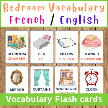 Preview of Bilingual (French/English) Flashcards for Bedroom Vocabulary