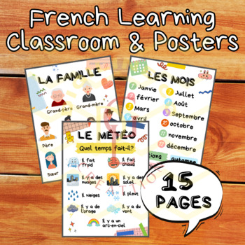 Preview of Bilingual French Poster word wall classroom social studies COULEURS FAMILLE JOUR