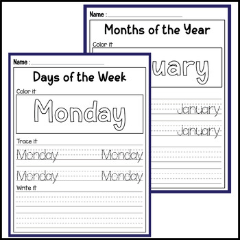 Bilingual (French and english) Months of the Year & Days of the Week ...