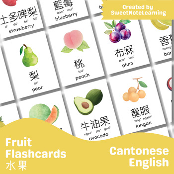 Preview of Bilingual Fruit Flashcards | Cantonese-English