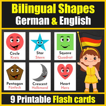 Preview of Bilingual ( German & English ) Geometric Shapes Flash cards - Dual Language