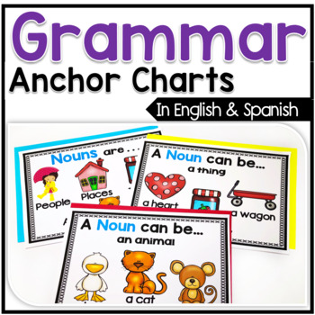 Preview of Bilingual Grammar Anchor Chart Posters in English & Spanish