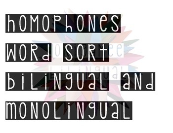 Preview of Bilingual Homophones Word Sort