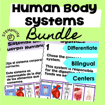 Preview of Human Body Anatomy Systems Bilingual Interactive Hands-on Activity Task Cards