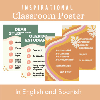 Preview of Bilingual- Inspirational English and Spanish Posters Bohemian Vibe